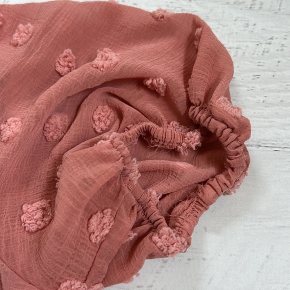E & M Pink Sheer Polka Dot Top SMALL - Picture 5 of 6
